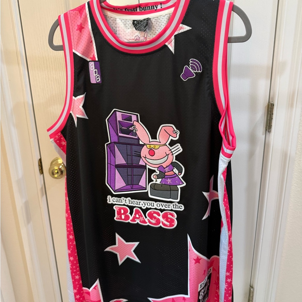 RAVE Elev808 Bass Bunny EDM Basketball Jersey “I Can't Hear You Over the Bass”